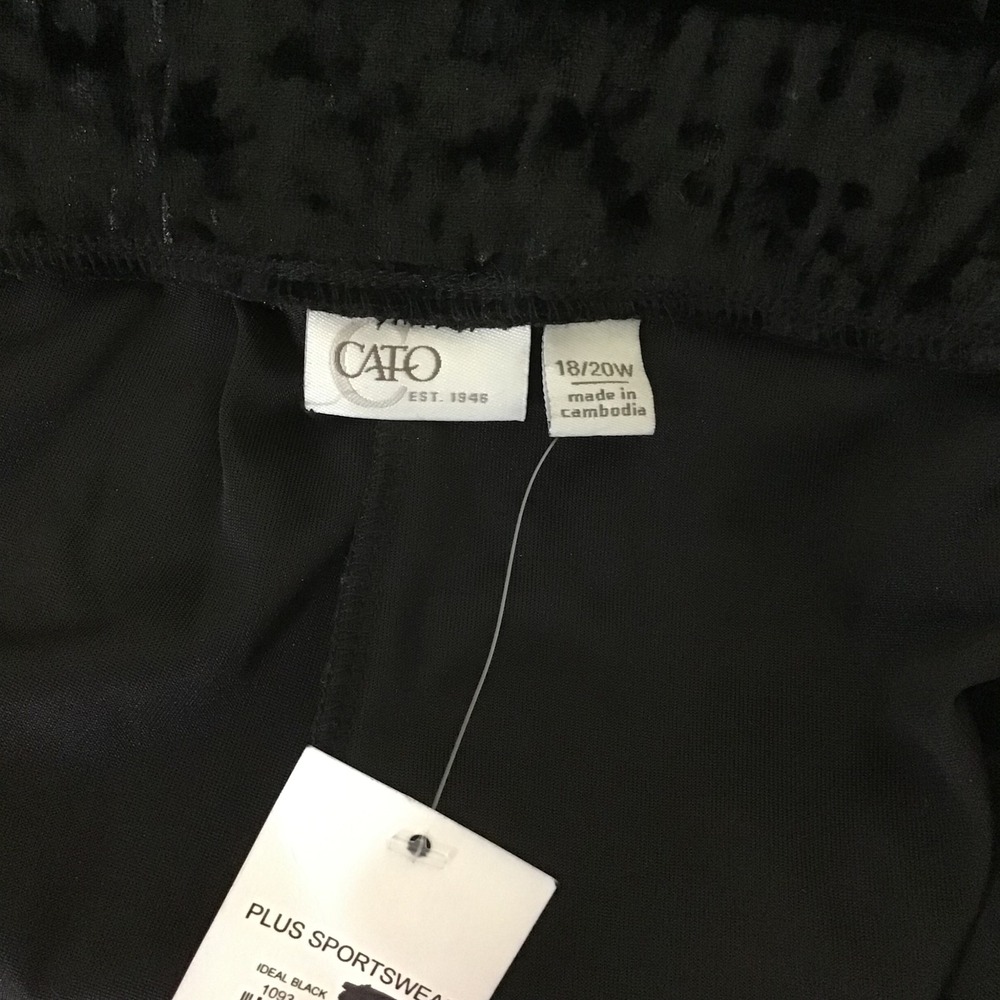 Cato Black Crushed Velvet Leggings Pants Plus Size 18/20W Ruched Ankles NWT‎ - Picture 4 of 9
